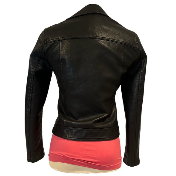 TOPSHOP Vegan Moto Bomber Jacket Size 4 Excellent Condition Zip Up Bikercore - Picture 7 of 13